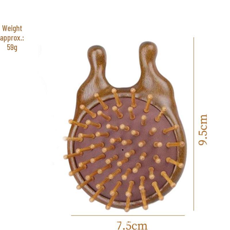 Golden Sandalwood Massage Comb 4-in-1: Meridian Comb, Gua Sha Tool, Scalp Massager.
