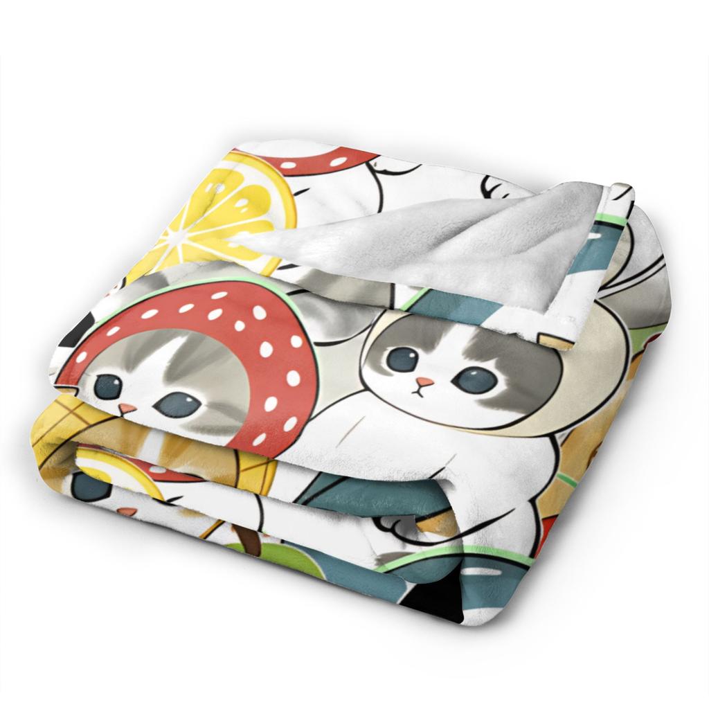 Mofusand Flannel Blankets Spring Warm Soft Throw Blanket for Kids Adult Bedroom Pattern Bedspread Sofa Bed Cover