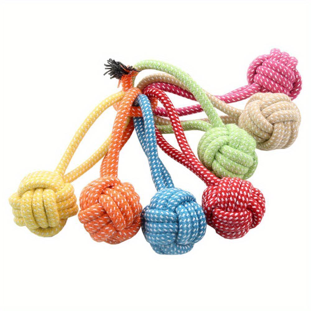 2pcs/1pc Colorful Braided Rope Ball Dog Toys Interactive Tug of War Chew & Dental Care for Small to Medium Breeds Dog Chew Toys