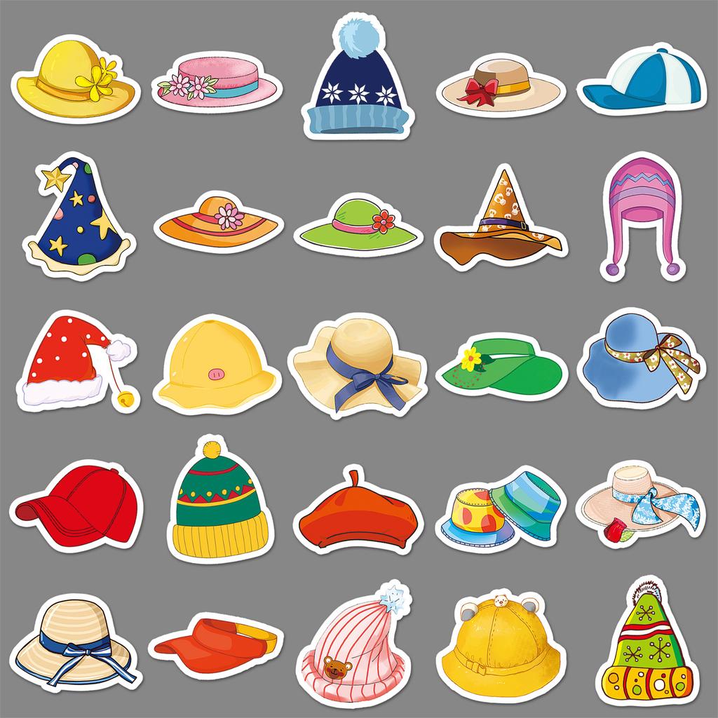 50 Hats Doodle Personality Cartoon Cute Children's Goo Card DIY Milk Tea Cup Suitcase Sticker Waterproof