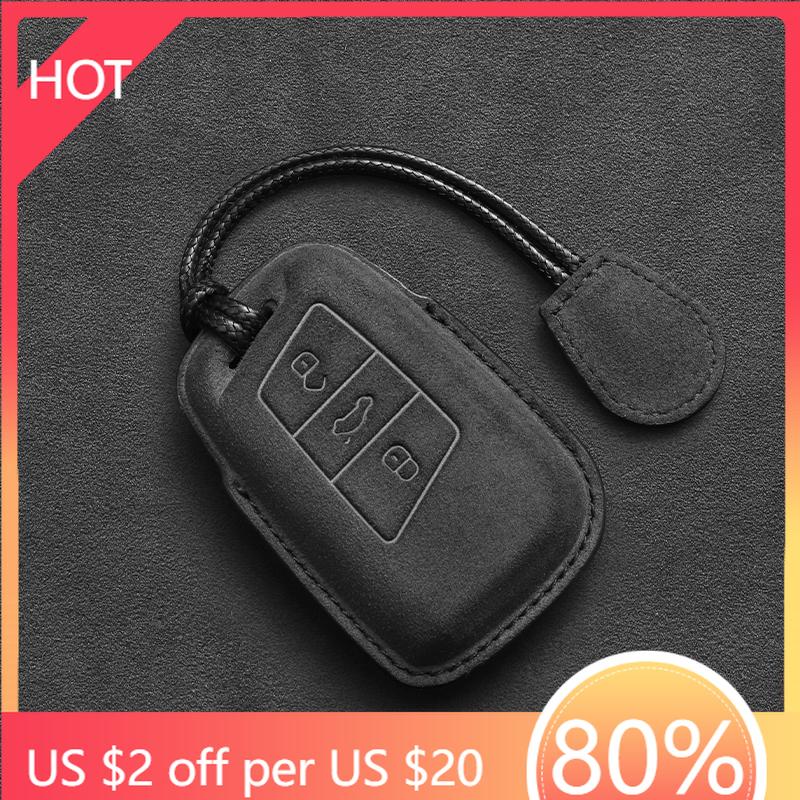 Styling Mouldings Suede Leather Car Key Case For Volkswagen VW Tiguan MK2 Magotan Passat B8 CC 2017 2018 For Skoda Superb A7 Key