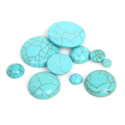 Perline di pietra circolari con interfaccia bianca turchese sintetica, perline rotonde per la creazione di gioielli, collane, cavigliere, braccialetti fai da te
