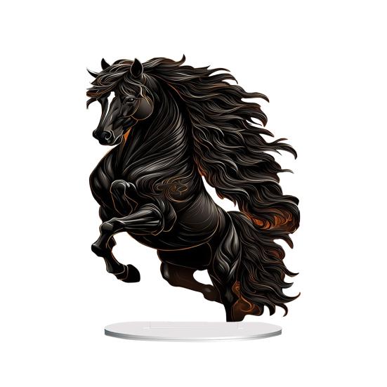 Acrylic Horse Table Sign 2D Flat Black Horse Shaped Decoration Sign Home Living Room Bedroom Tabletop Ornament Horse Lover Gift