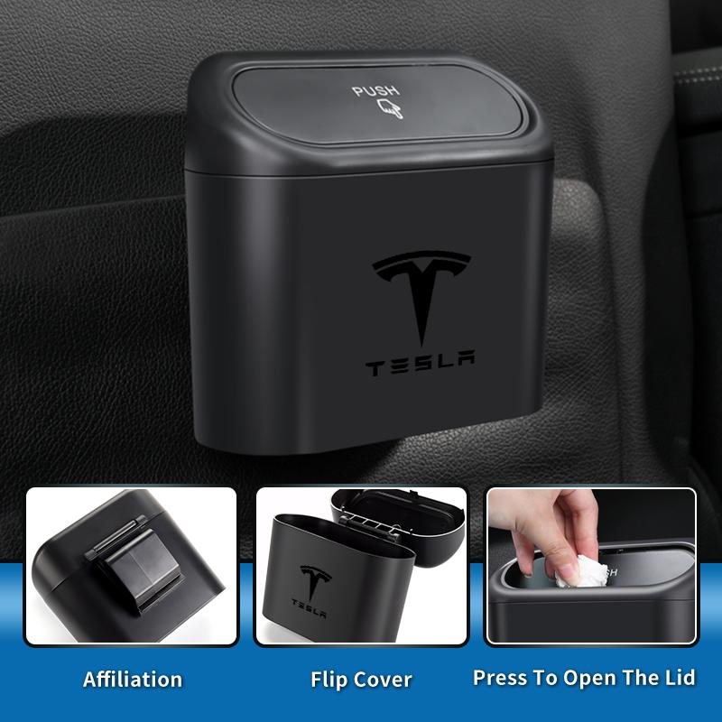 Car Valve Door Trash Can Waterproof Garbage Storage Bucket For Tesla Model 3 Y S X 2021 Roadster Cybertruck Juguete