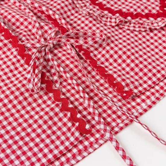 Dámská košile s dlouhým rukávem a výstřihem do V, šněrovací kardigan, kostkovaný tisk, vzor se srdíčky, volný střih, top s kapsami, streetwear