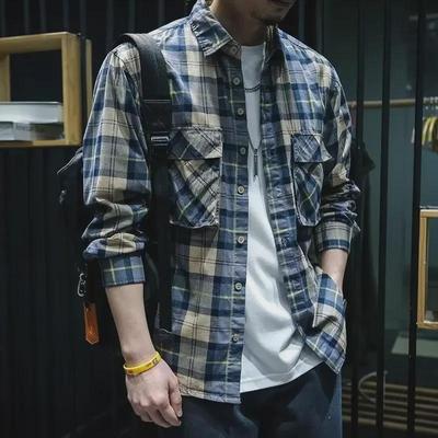 Men's Casual Long-Sleeve Plaid Shirt - Japanese & Hong Kong Inspired Youth Fashion