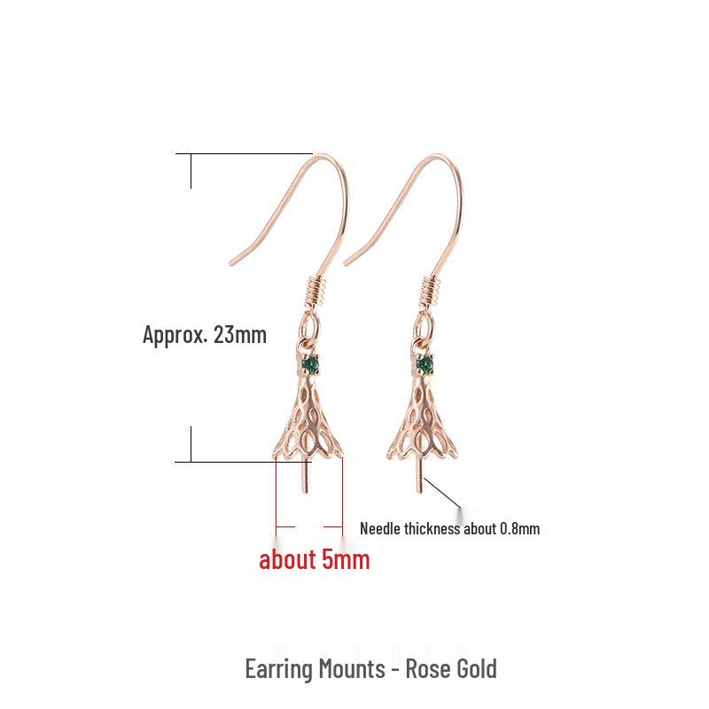 

Dangle Ear Hooks in 925 Sterling Silver with DIY Pearl and Jade Settings