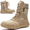 Summer Men's Breathable Combat Boots, High-Top Tactical Desert Boots with Side Zipper, Women's Outdoor Boots, One-Piece Design.