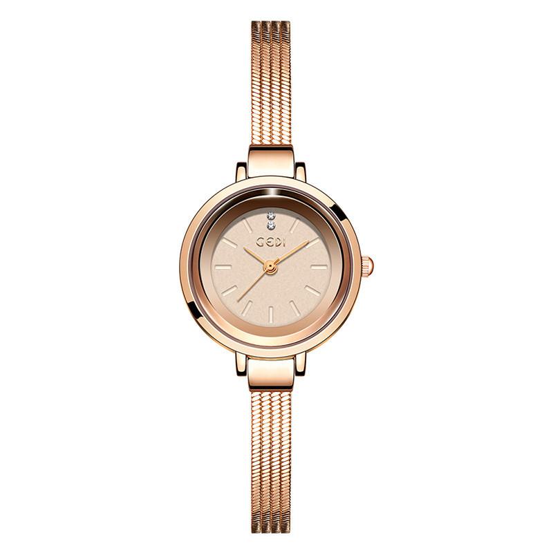 

Gedi Ladies Vintage Quartz Watch With Stainless Steel Band And Water Resistance For Elegant Women роза розовый