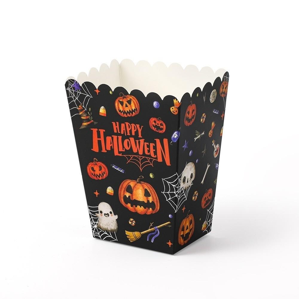 10PCS Decorative Popcorn Boxes Black Bat Spider Pattern Gift Packing Boxes Paper Material Novelty Party Favor Boxes