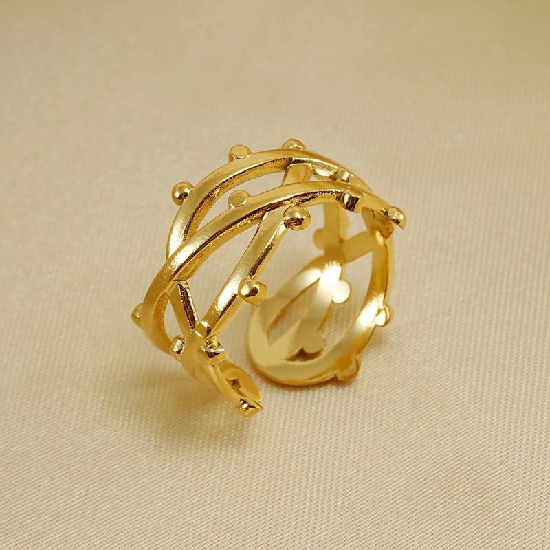 18K Geometric Titanium Steel Adjustable Ring for Women