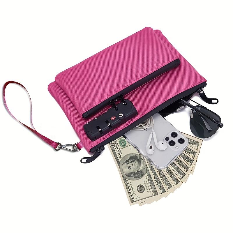 Lockable Document Pouch Durable Oxford Satin Zippered Security Bag for Passport Notary Storage Reinforced Double Layer Organizer