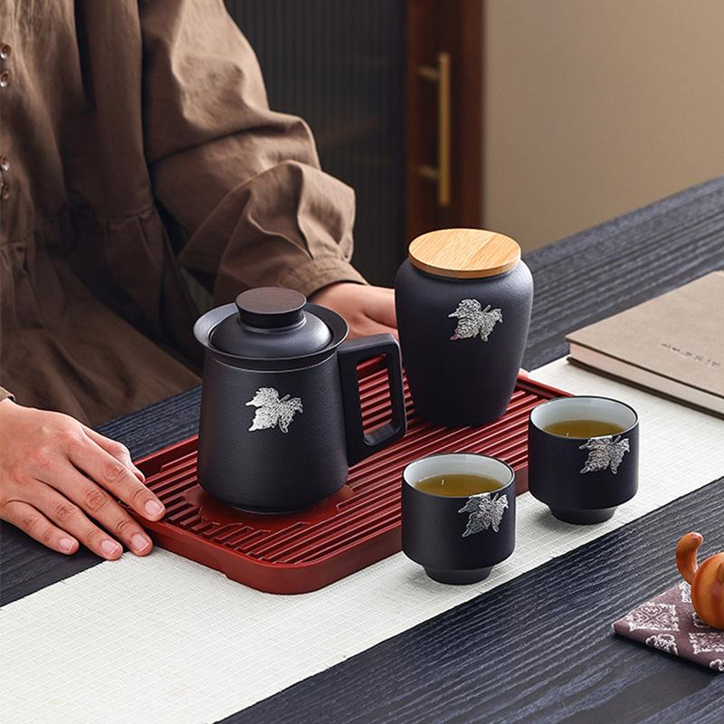 Creative Business Company High-end Office Cup Gifts Ceramic Portable Space Travel Bag Tea Set Souvenir