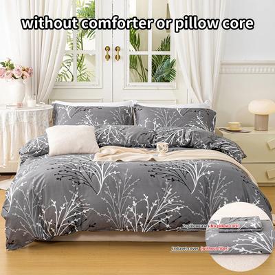 3Pcs/Set Leaf Floral Pattern Duvet Cover Set Soft And Skin-Friendly Duvet Cover Bedding Set For Hom