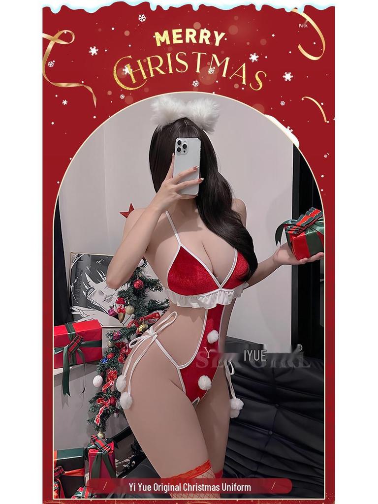 Yi Yue Sexy Christmas Lingerie Set - Open Crotch Bodysuit Pajama 8841