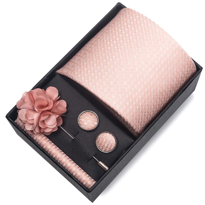 Boda Boda Corbata Novio Festiva Borgoña Corbata Traje de Hombre Gemelos Ramillete Kit de Accesorios