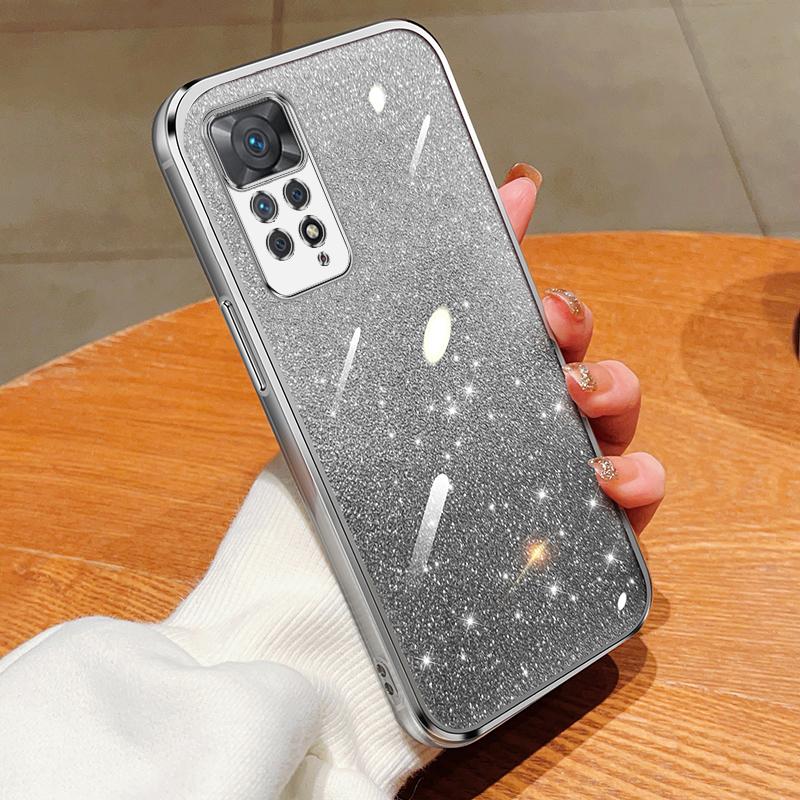 KEYSION Luxury Plating Glitter Phone Case for Redmi Note 11 Pro 11S 5G 11 Pro+ 5G Transparent Soft TPU Shockproof Cover