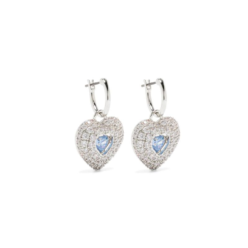 Swarovski Heart Shape Idyllia Metal Zircon Crystal Earrings Women s Silver 5680392