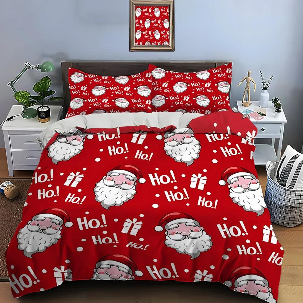 Christmas Print Bedding Set Duvet Cover 1 Duvet Cover 2 Pillowcases Adult and Kids Bedding Set Luxury Holiday Christmas Gifts
