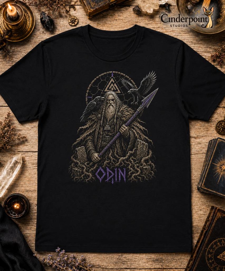 Odin Norse God T Shirt Woden Viking Pagan Gothic Raven Wise Warrior Tee XS-5XL