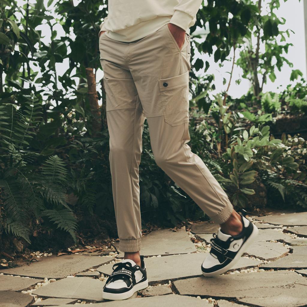 CHALLENGER Ripstop Texture Mix Cargo Pocket Men'S Jogger Pants Light Beige