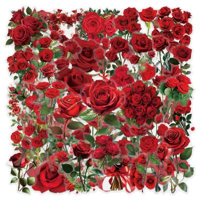 60 New Transparent Rose Stickers Pack Waterproof Transparent PET Flower Material Decorative Guitar Stickers