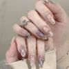 Plaid Polka Dot Cherry Pearl Rhinestone Fake Nails 30 Pieces Fashionable Design Pre-Coated Glossy Surface Universal Fit