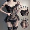 Women's Sheer Mesh Lace Up Push Up Cami Dress Lounge Set