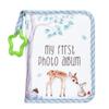 Album Photo pour Bébé à Couverture Tissu pour Naissance et Premier Anniversaire, Thème Forêt avec Bordure Bleu Clair, 14 x 18 cm Carnet de Souvenirs pour Adultes de la Famille
