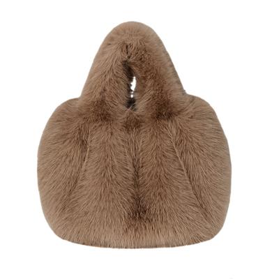 Geantă nouă de blană, imitație de vulpe, geantă pliată de pluș, versatilă, cu un singur umăr, geantă de mână cu coș de legume.