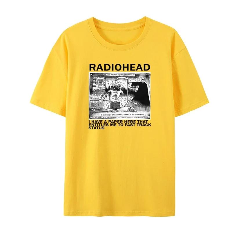 

Футболка Radiohead Мужская классическая футболка Североамериканский тур Rock Boy Hombre Hip-Hop Street Хлопковая футболка европейского размера XXXXXL серый