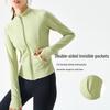 Damska kurtka do jogi szybkoschnąca: Dopasowany kardigan zapinany na zamek ze stójką do biegania i treningu