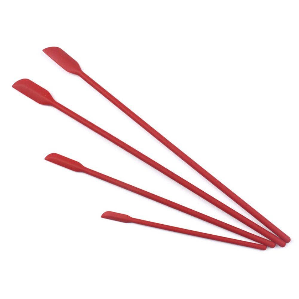 4Pcs/Set Heat-resistant Mini Silicone Spatula Set Safe Easy To Clean Rubber Spatula Long Handle Food Grade Jam Bottle Scraper