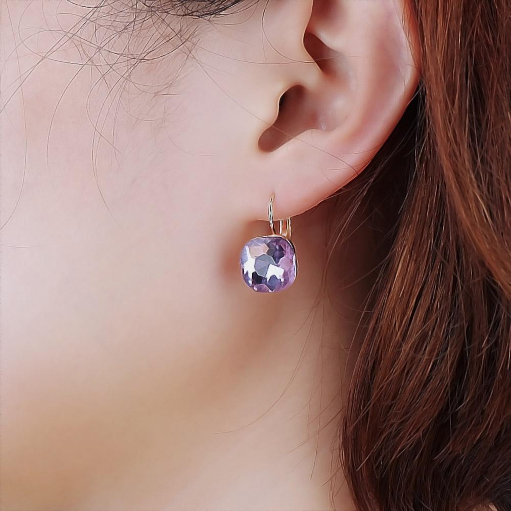 Girls Square Crystal Rhinestone Women 6 Colors Fashion Drop Earrings Ear Studs Wedding Jewelry