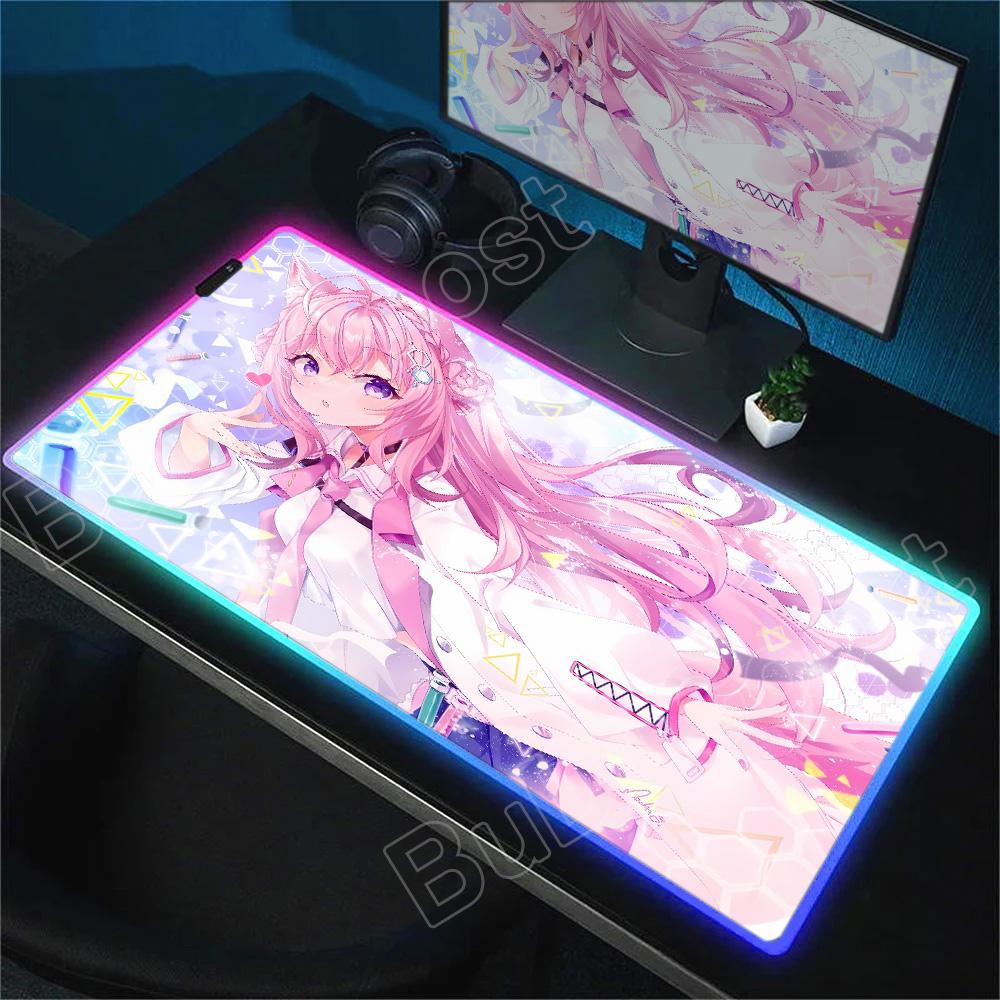 RGB Anime Cute Hakui Koyori Mousepad Non-slip Rubber Gaming Hololive Mouse Pad Keyboard Mat Computer PC Laptop Pad Game Desk Mat
