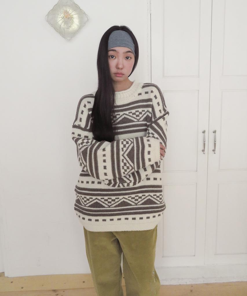 FUNFROMFUN Nomad Fair Isle Pullover, Brown