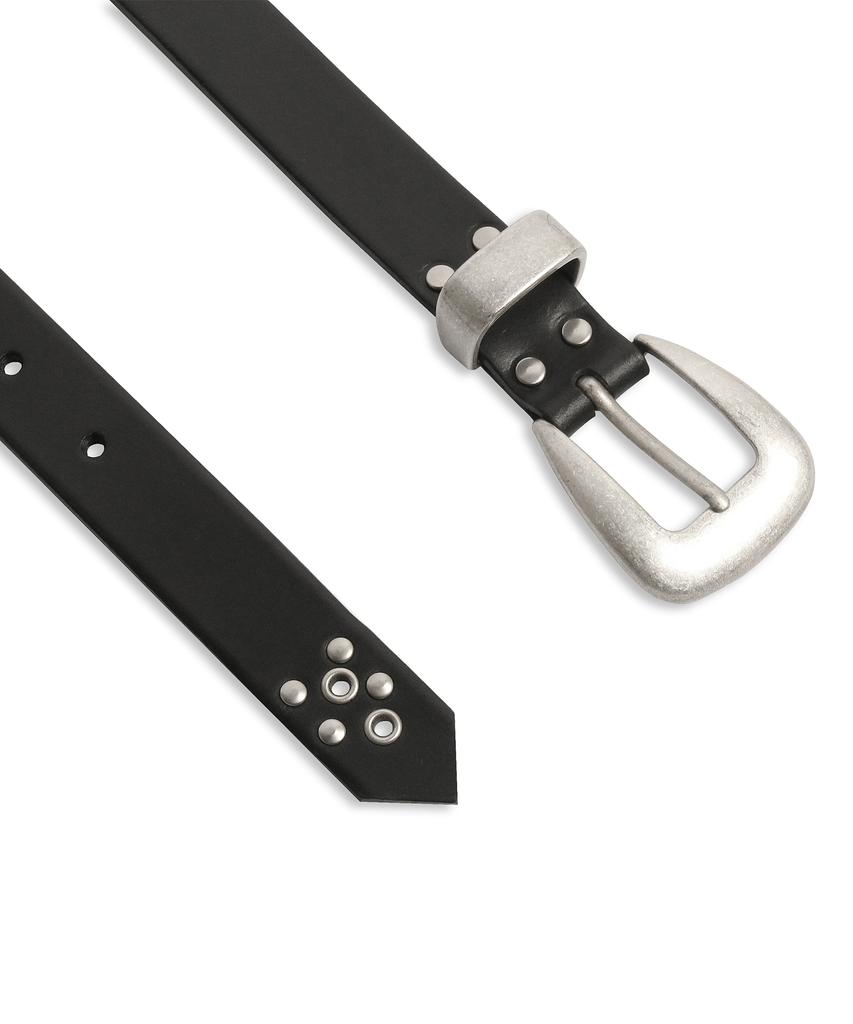 DOFFJASON Studded Eyelet Western Hard Leather Belt