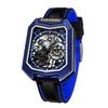Trendy Unique Skeleton Mechanical Watches Rubber Strap Sports Wrist Watch Creative Square Hollow Automatic Mechanical Watch