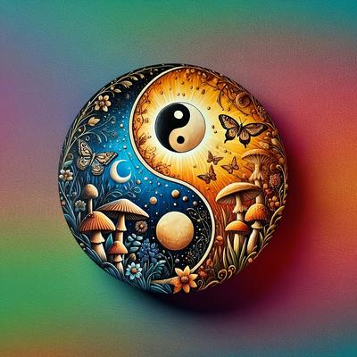 Yin Yang Mushroom Aluminum Wall Art X Inch Round Aluminum Sign with Sun Moon Mushroom Design for Home