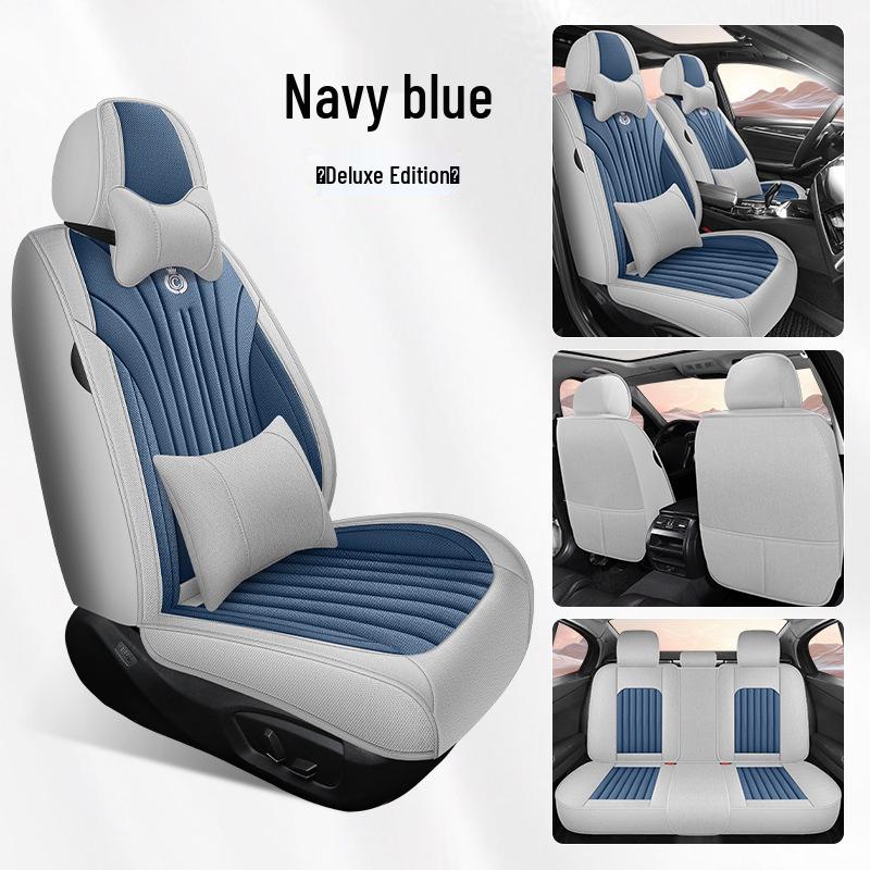 Nappa Leather Breathable Seat Cover: Universal Full Coverage for Five-Seater