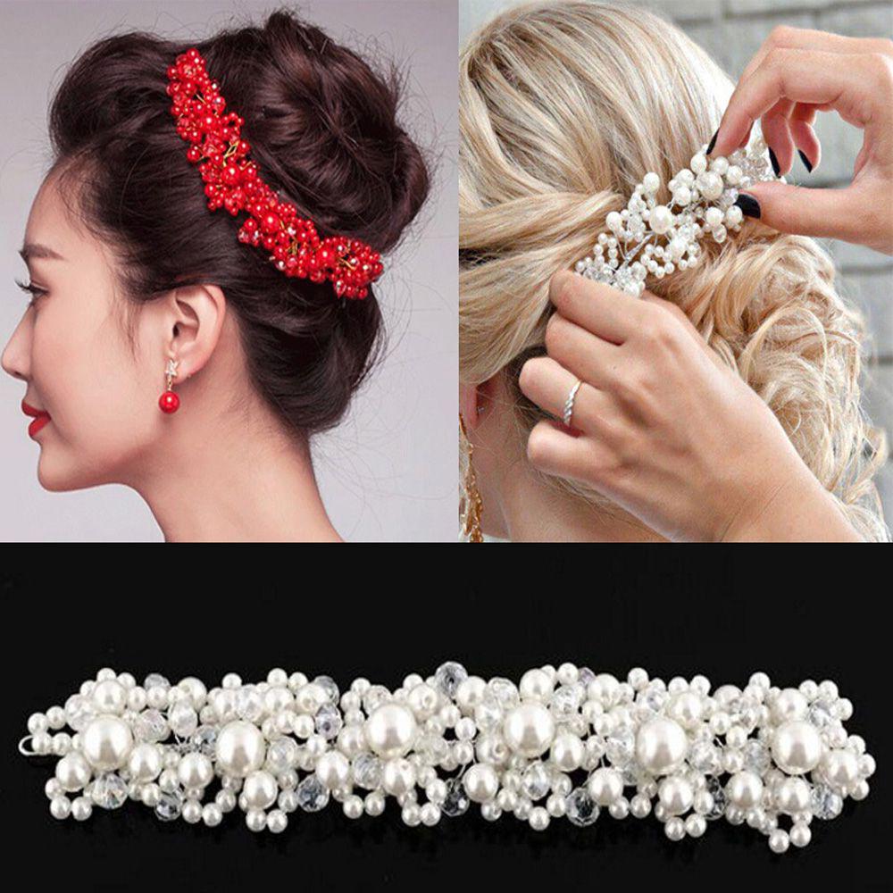 

New Handmade Romantic Flower Wedding Bridal Pearl Headband Crystal Hairband Hair Clip