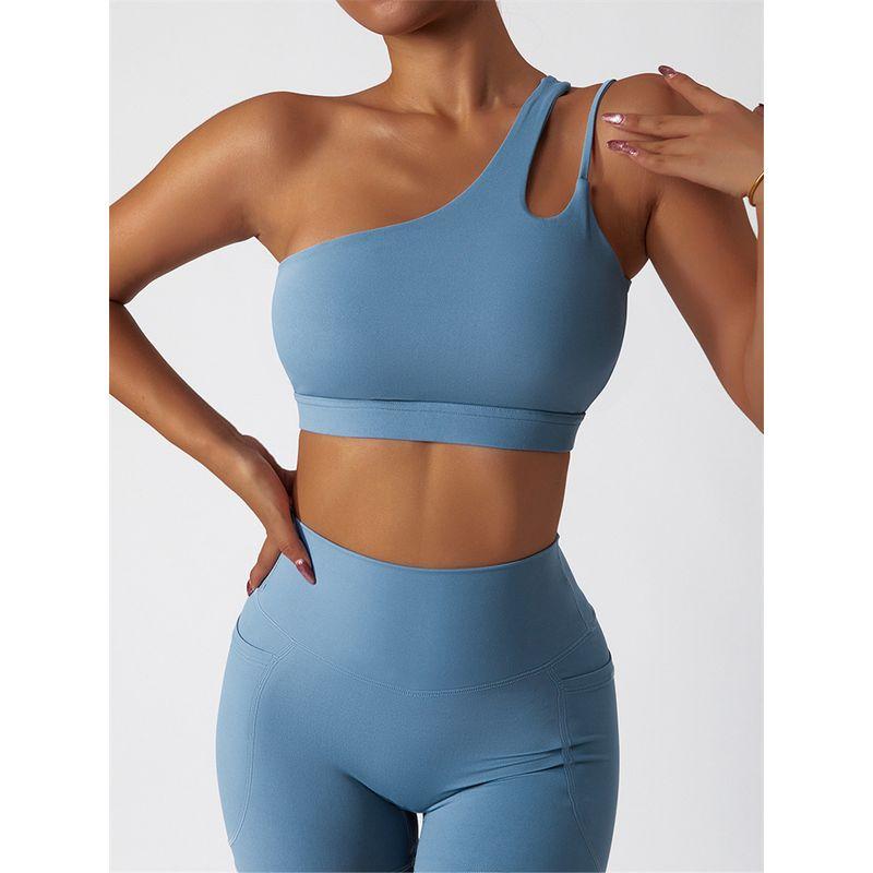 Oblique Shoulder Bubble Wrap Yoga Bra Cloud Sense Beauty Back Exercise Underwear Asymmetrical Shoulder Strap Running Workout Vest Tops