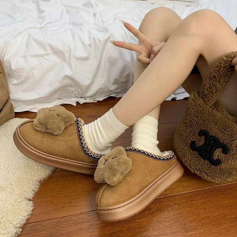 Fashion Versatile Comfortable Casual Cute Slippers Women's Autumn and Winter New Niche Design Cotton Slippers Women