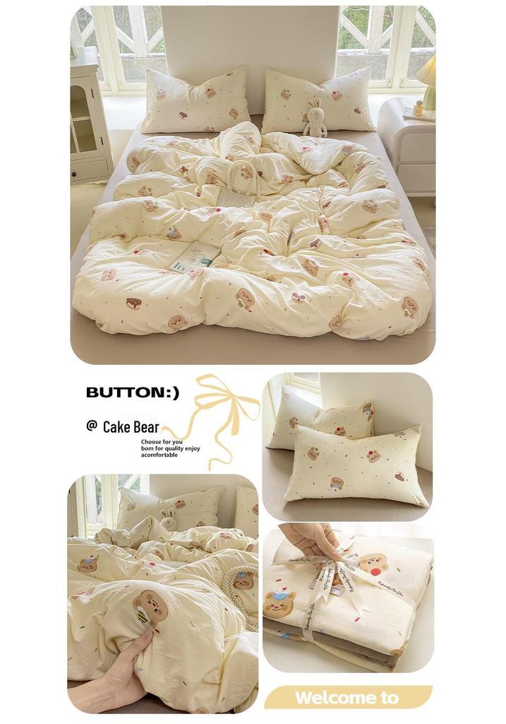 Class A Small Floral Cloud-like Cotton Bedding Set - Includes Duvet Cover, Sheet, Bed Skirt (3 pcs)