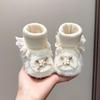 Newborn Baby Girl Soft Sole Shoe-Sock Combo (0-1 Year) - Non-Slip, Thickened, Fleece-Lined Foot Protection.