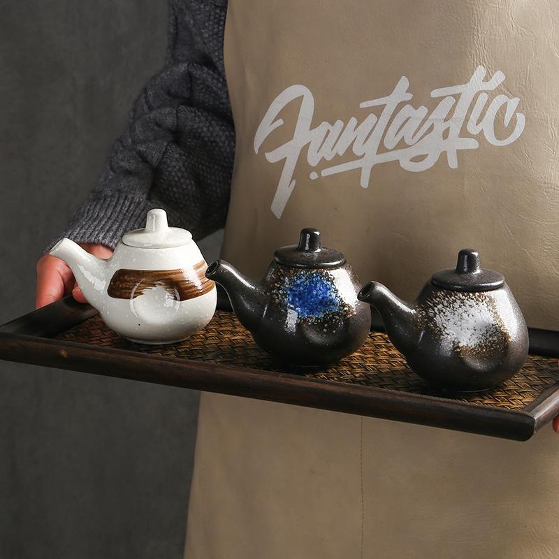 200ml Japanischer Stil Gewürzflasche Keramik Öl Olivenöl Spender Sojasauce Topf Essig Küche Gewürzdosen Soßenbehälter