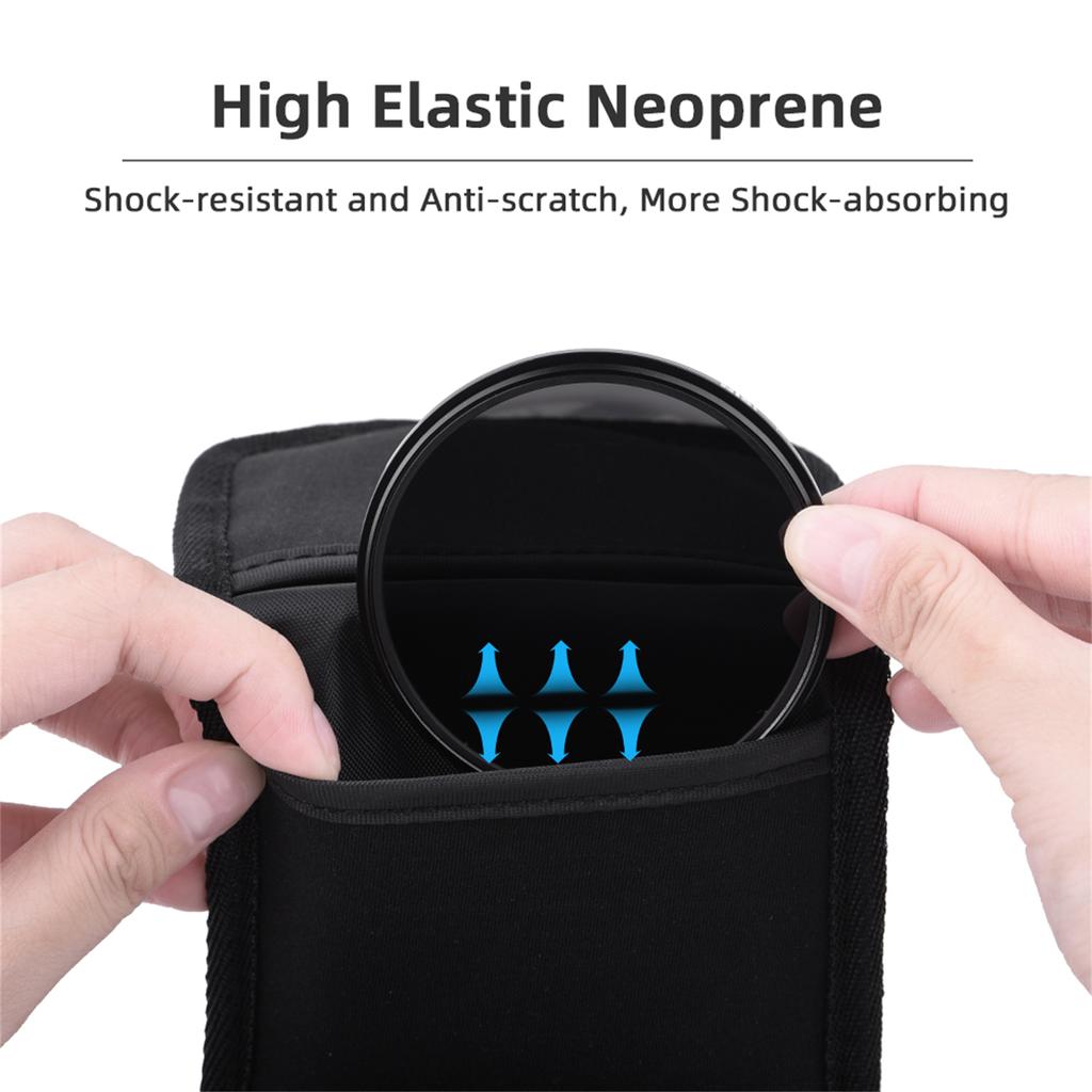 Camera Lens Filter Bag 3-Pocket Filter Carrying Case Up To 72mm Water-Resistant Dustproof CPL ND UV Filter Pouch Holder