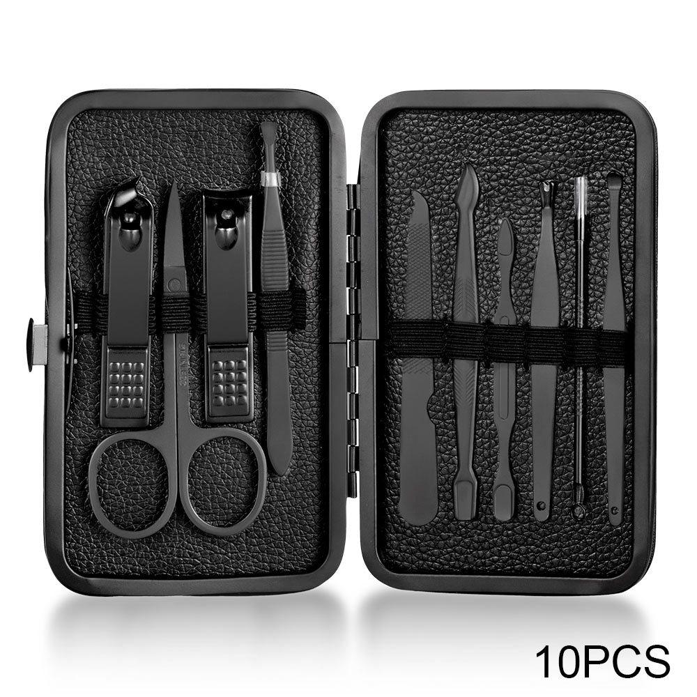 7/10/12/16/18Pcs Black Manicure Set Nail Clippers Hand Foot Face Care Stainless Steel Accessories Stainless Steel