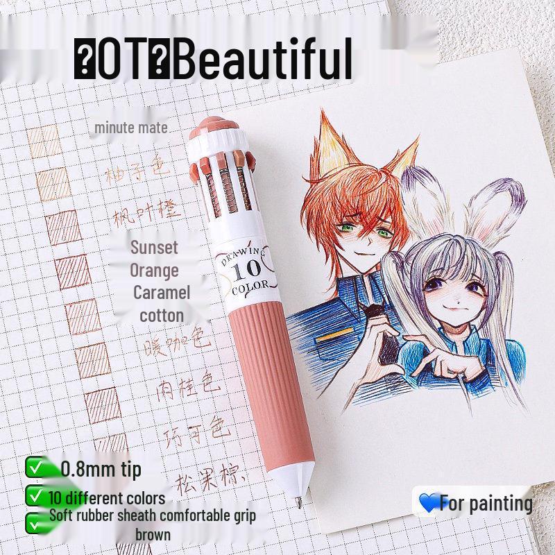 10-Color Stackable Ballpoint Pen Set – Press-Type, Multi-Functional Pens for Drawing & Journaling for Elementary Students