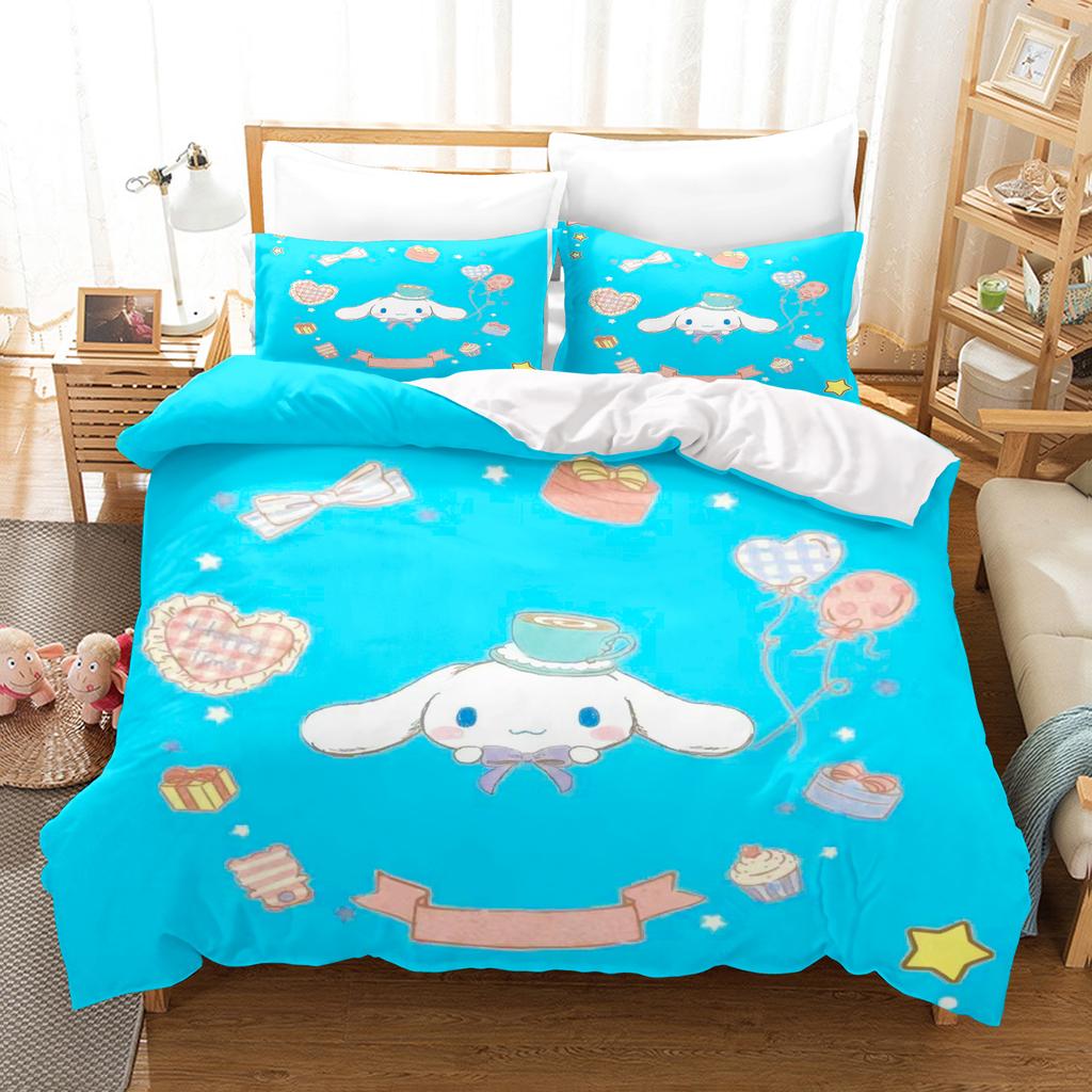Cinnamoroll Bettbezug Queen Size Kinder Bettwäsche Set Set Bettwäsche Twin Sets Niedliches Gedrucktes Cartoon Bettdeckenbezug